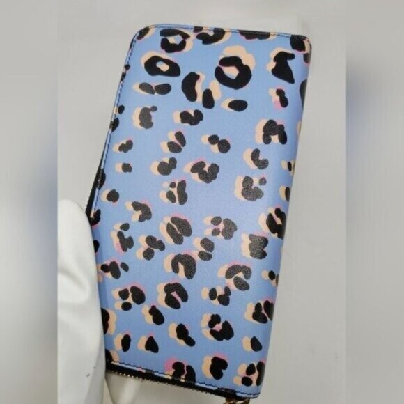 Escada Leather Purple Leopard Continental Wallet $550 - Picture 5 of 12